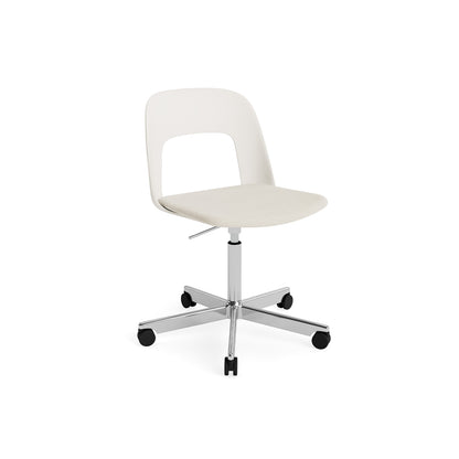 Layout Chair Seat Upholstered - 5 Star Swivel Base (143) by HAY - Polished Aluminium / Cream White / Mode 011