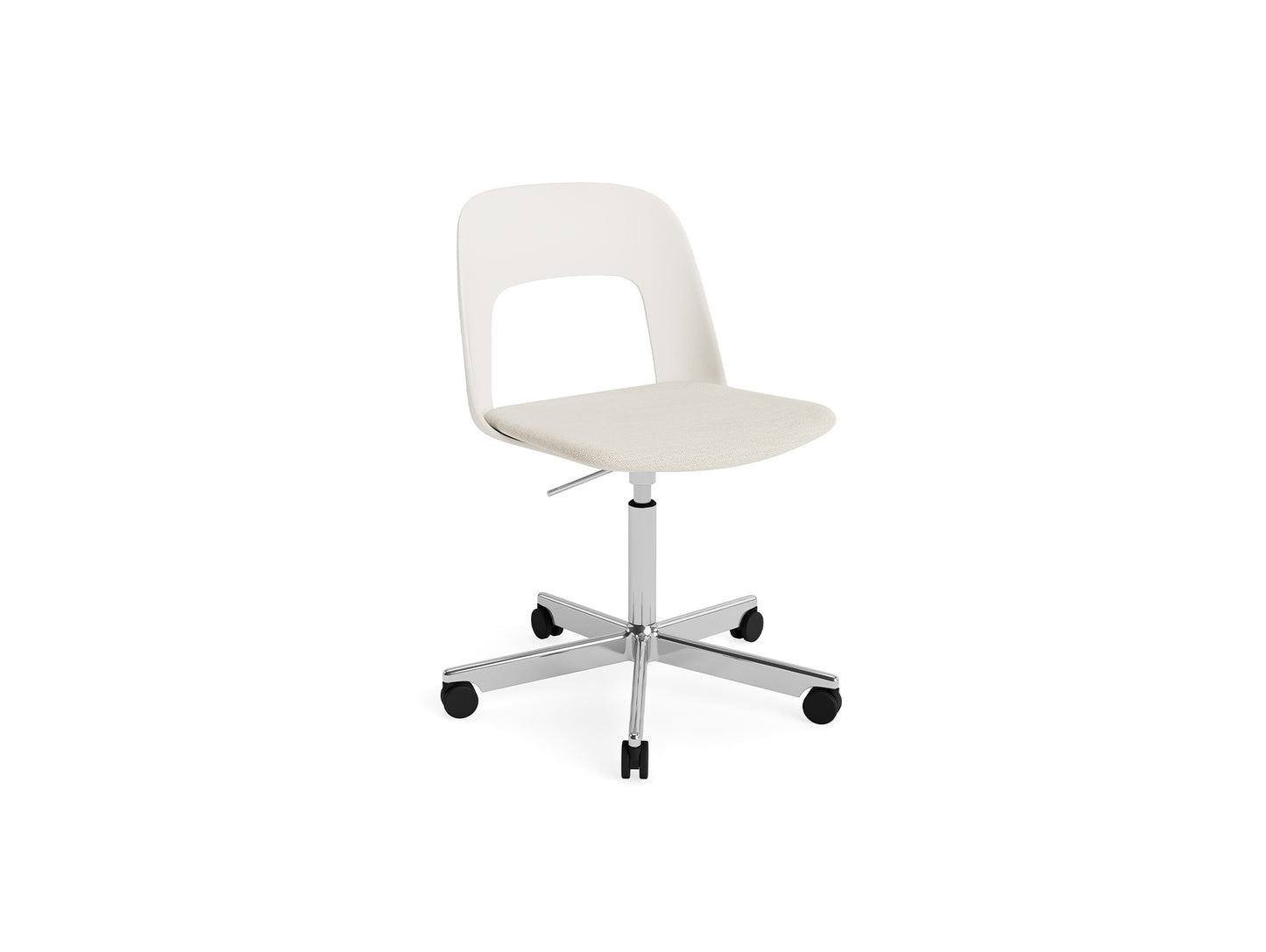 Layout Chair Seat Upholstered - 5 Star Swivel Base (143) by HAY - Polished Aluminium / Cream White / Mode 011