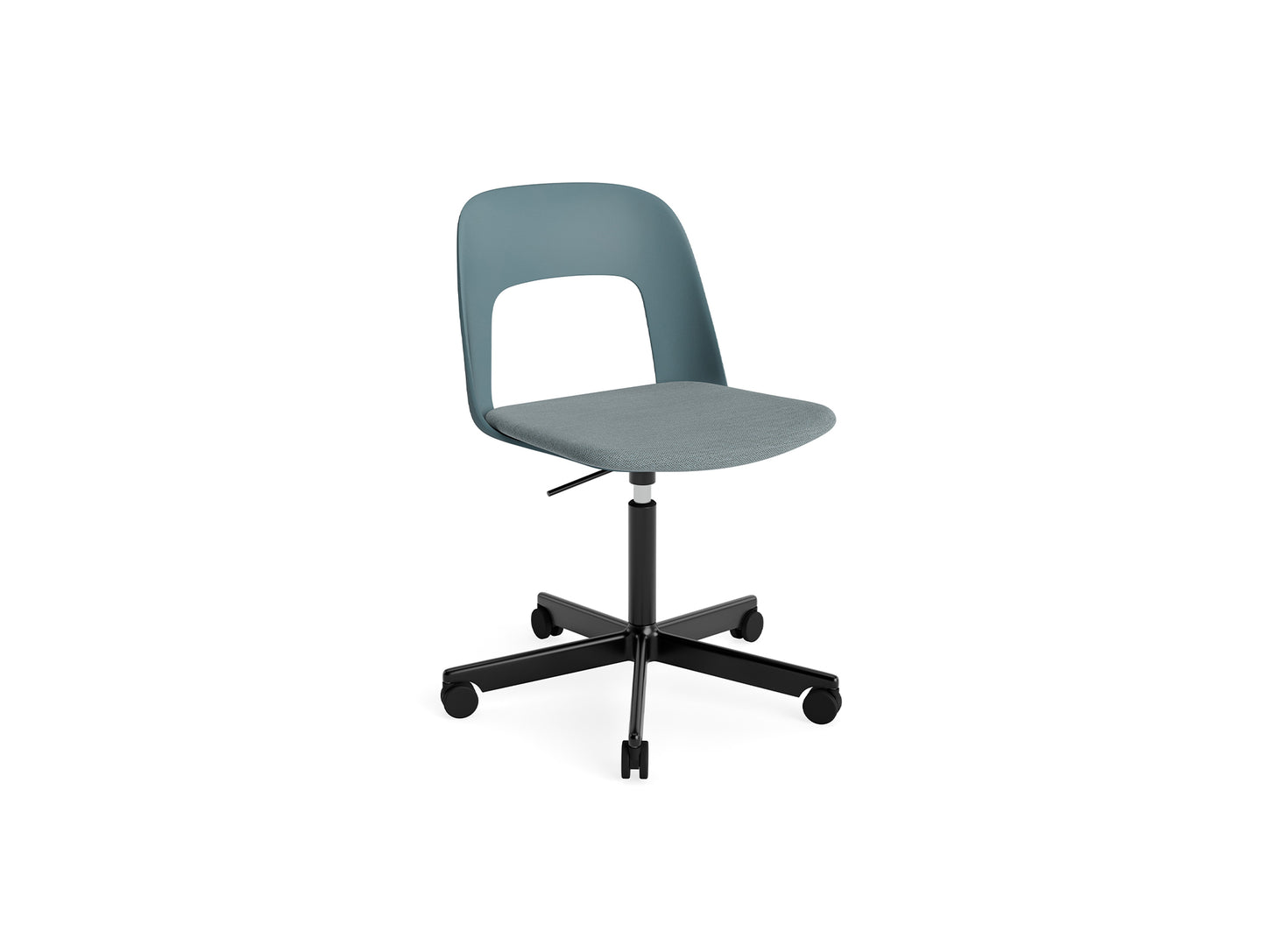 Layout Chair Seat Upholstered - 5 Star Swivel Base (143) by HAY - Black Aluminium / Ocean / Mode 045