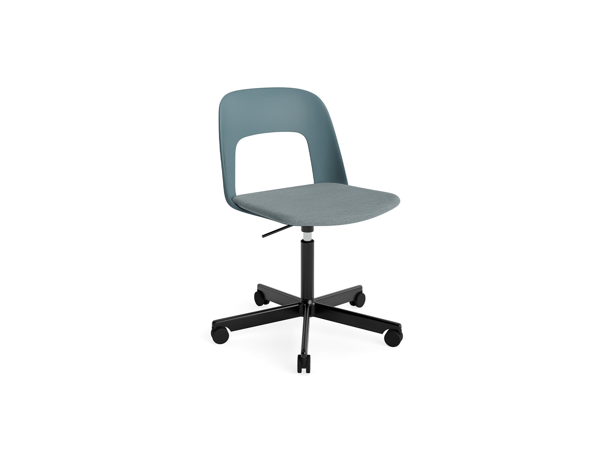 Layout Chair Seat Upholstered - 5 Star Swivel Base (143) by HAY - Black Aluminium / Ocean / Mode 045