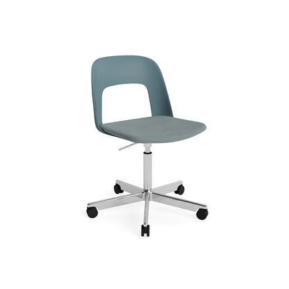 Layout Chair Seat Upholstered - 5 Star Swivel Base (143) by HAY - Polished Aluminium / Oceam / Mode 045