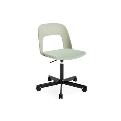Layout Chair Seat Upholstered - 5 Star Swivel Base (143) by HAY - Black Aluminium / Pastel Green / Relate 921