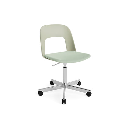 Layout Chair Seat Upholstered - 5 Star Swivel Base (143) by HAY - Polished Aluminium / Pastel Green / Relate 921