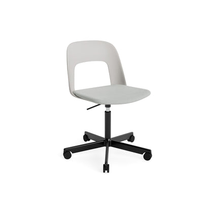 Layout Chair Seat Upholstered - 5 Star Swivel Base (143) by HAY - Black Aluminium / Sky Grey / Naveli 113