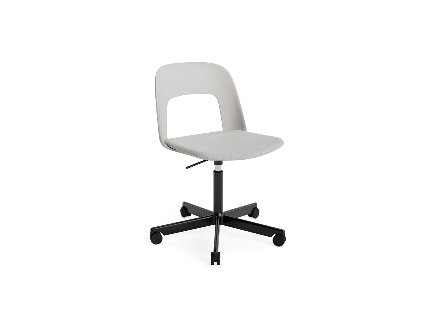 Layout Chair Seat Upholstered - 5 Star Swivel Base (143) by HAY - Black Aluminium / Sky Grey / Naveli 113
