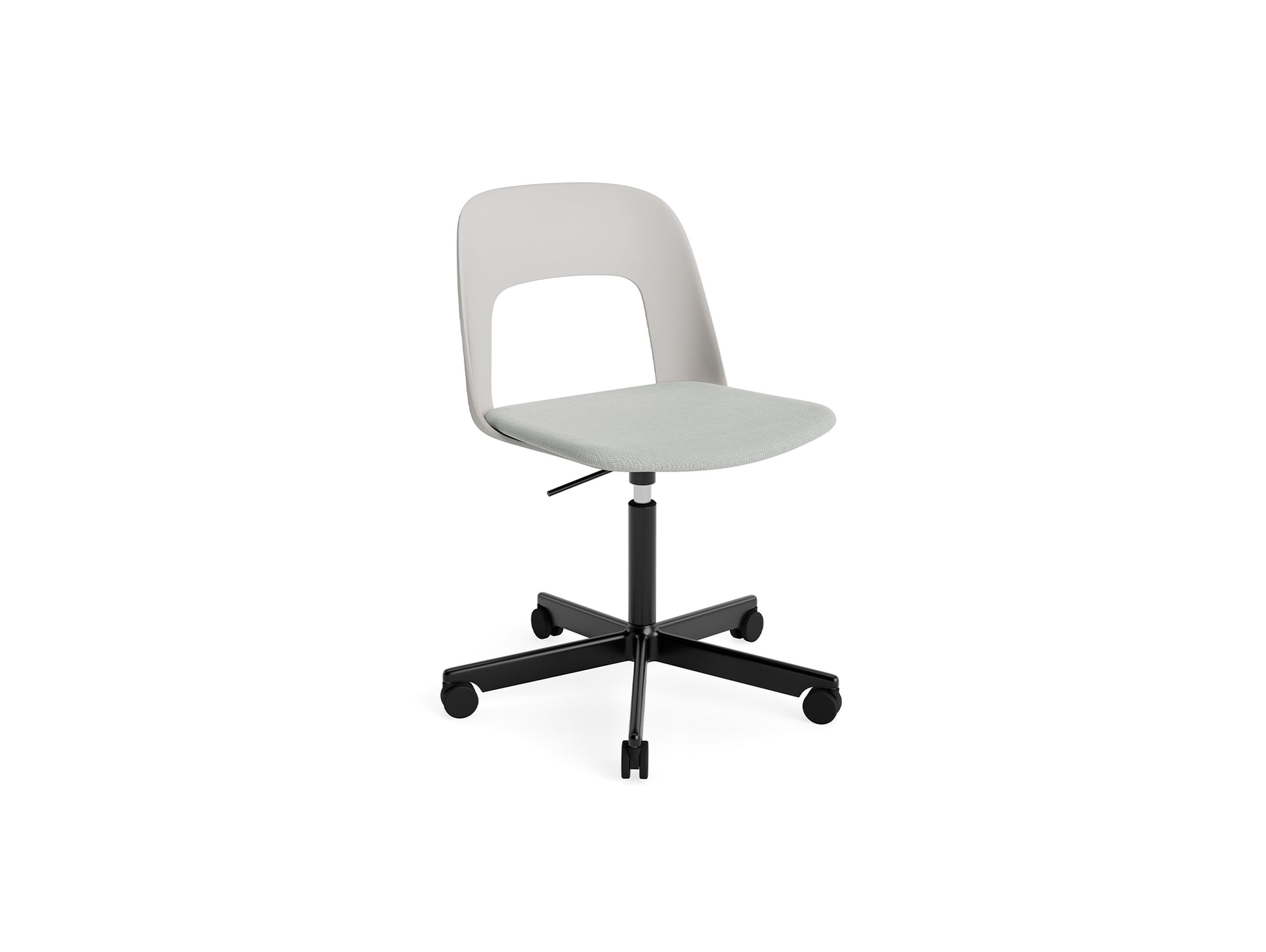 Layout Chair Seat Upholstered - 5 Star Swivel Base (143) by HAY - Black Aluminium / Sky Grey / Naveli 113