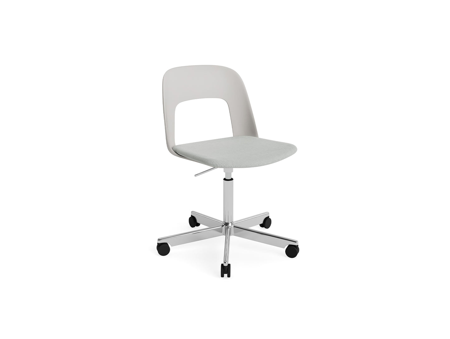 Layout Chair Seat Upholstered - 5 Star Swivel Base (143) by HAY - Polished Aluminium / Sky Grey / Naveli 113