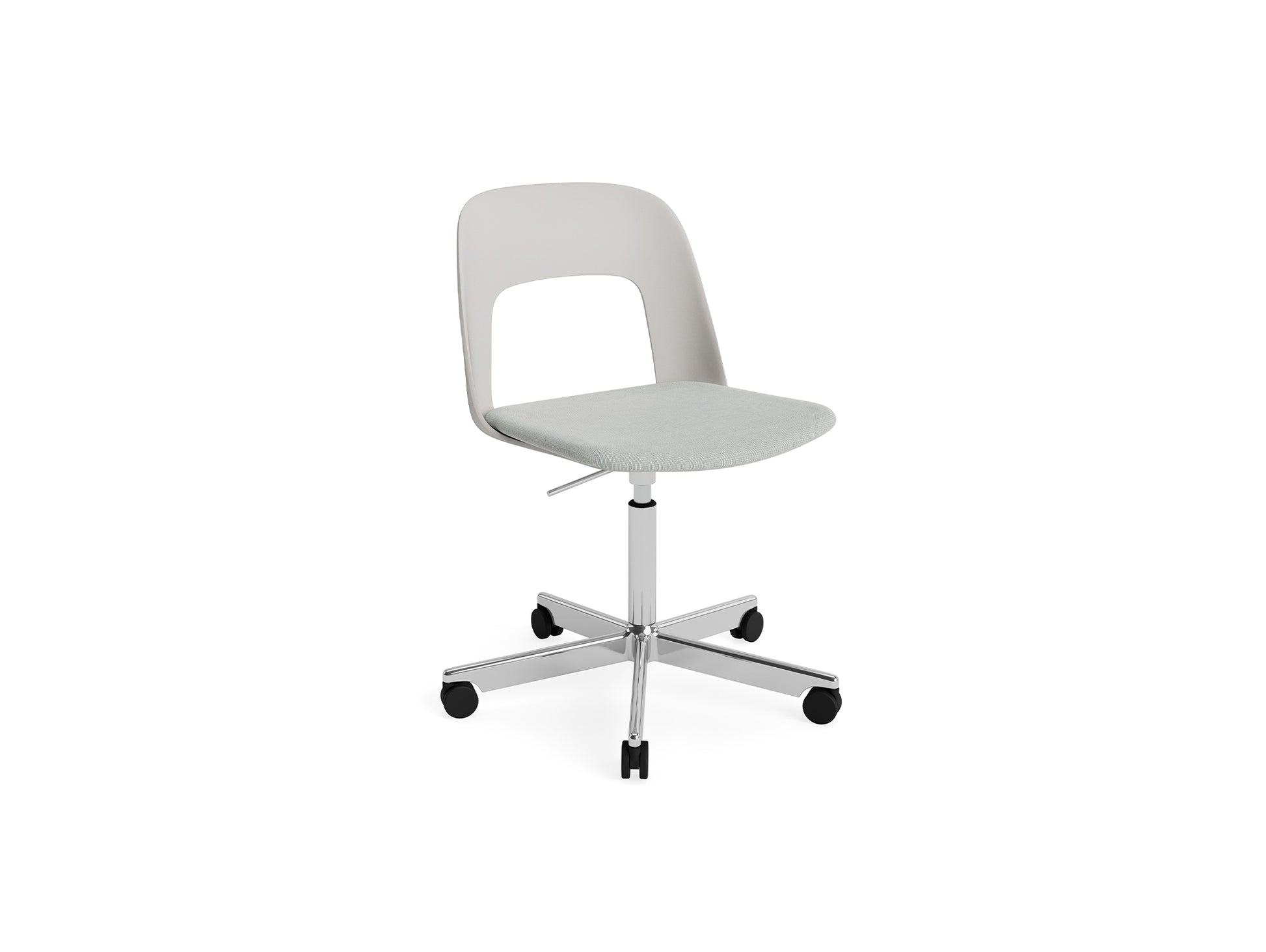 Layout Chair Seat Upholstered - 5 Star Swivel Base (143) by HAY - Polished Aluminium / Sky Grey / Naveli 113