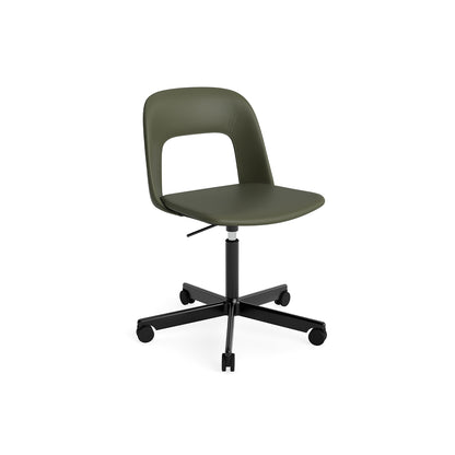 Layout Chair Full Upholstered - 5 Star Swivel Base (144) by HAY - Black Aluminium / Caper Green Grano Leather