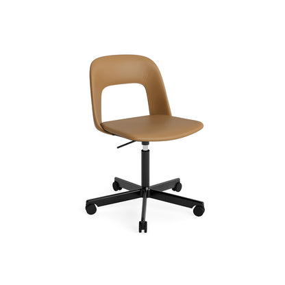 Layout Chair Full Upholstered - 5 Star Swivel Base (144) by HAY - Black Aluminium / Cognac Grano Leather