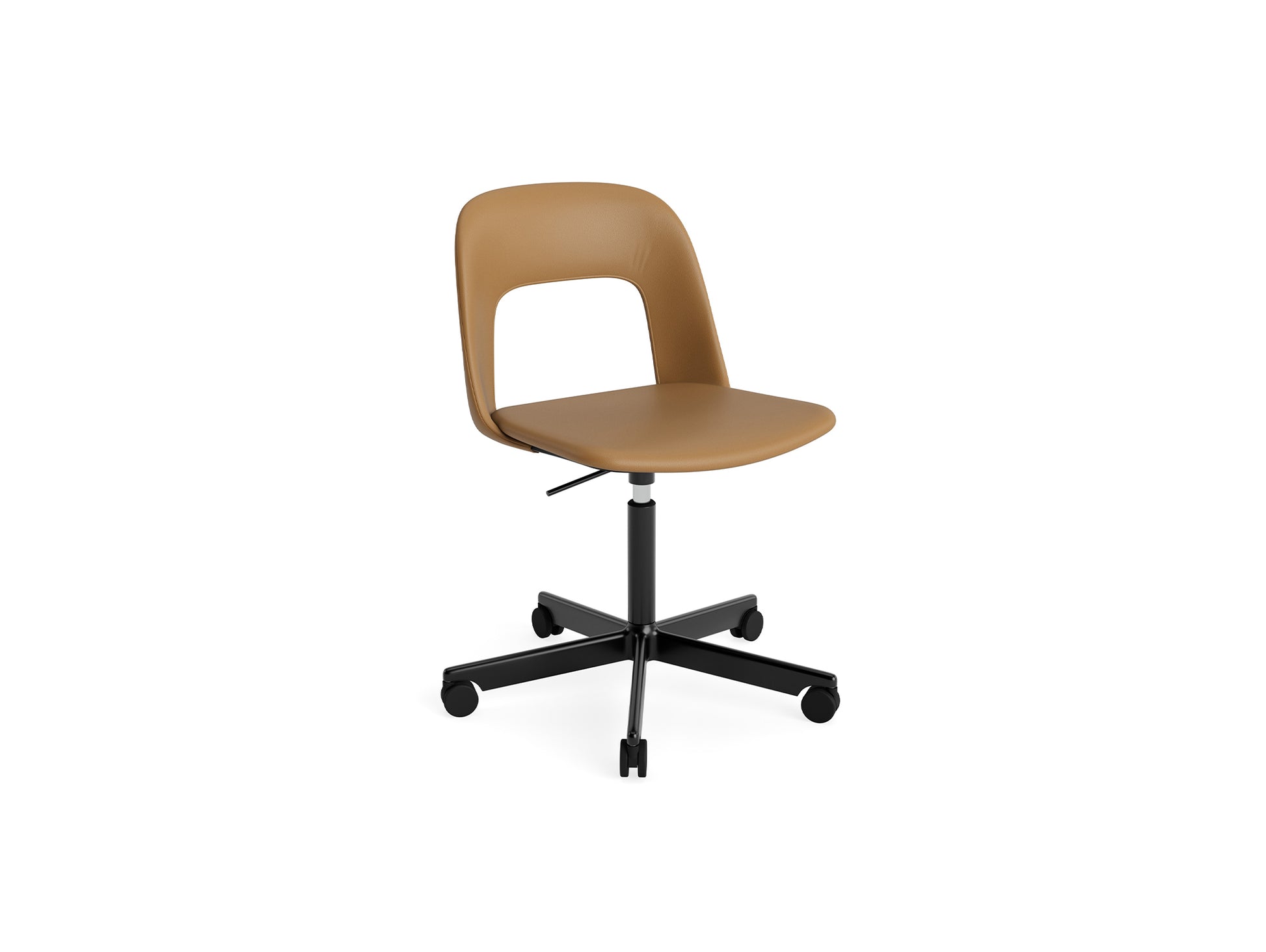 Layout Chair Full Upholstered - 5 Star Swivel Base (144) by HAY - Black Aluminium / Cognac Grano Leather