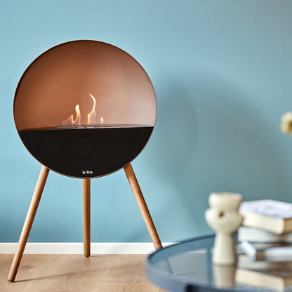 Le Feu Eye Fireplace with Mocca Body, Black Top, Black Front and Soaped Oak Base