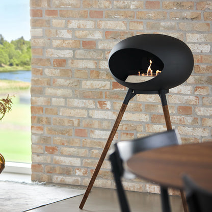 Ground High Fireplace by Le Feu - Black Dome / Black Bowl / Smoked Oak Base