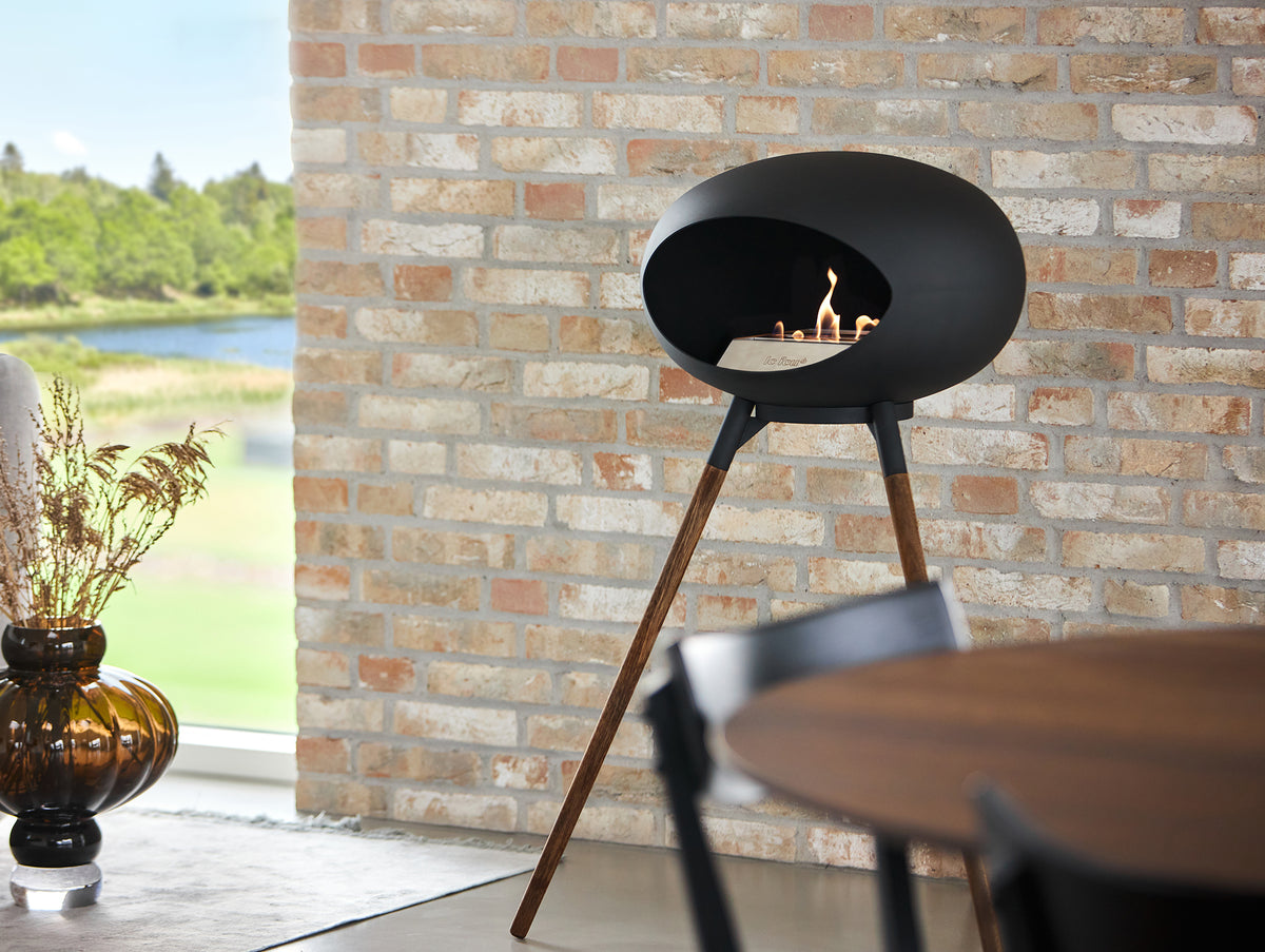 Ground High Fireplace by Le Feu - Black Dome / Black Bowl / Smoked Oak Base