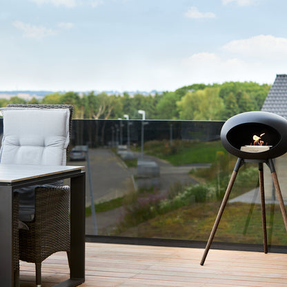 Ground High Fireplace by Le Feu - Black Dome / Black Bowl / Smoked Oak Base