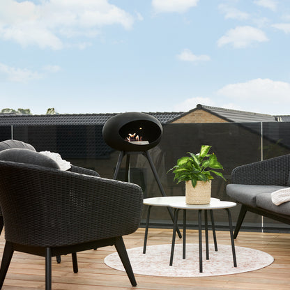 Ground High Fireplace by Le Feu - Black Dome / Black Bowl / Black Oak Base