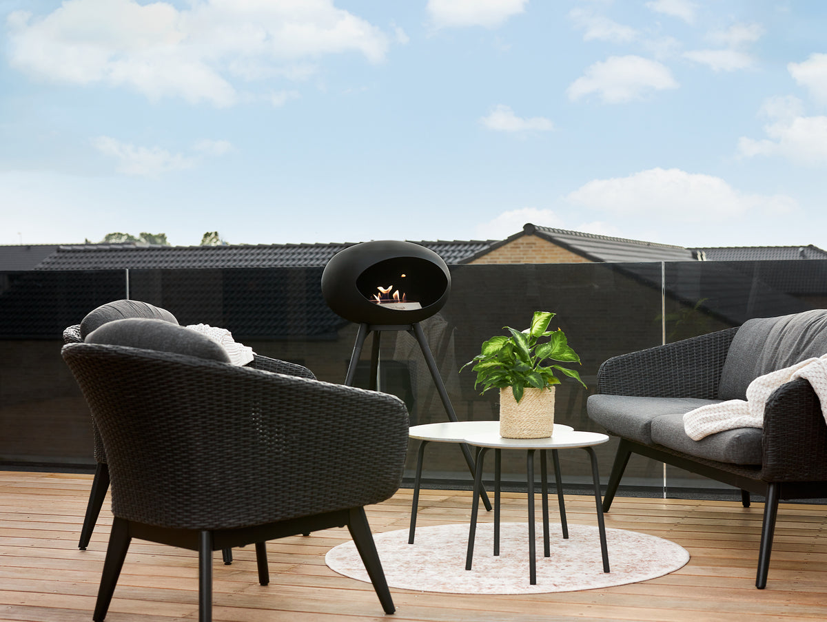 Ground High Fireplace by Le Feu - Black Dome / Black Bowl / Black Oak Base