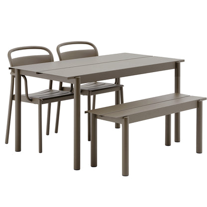 Linear Steel Table and Bench by Muuto - Taupe