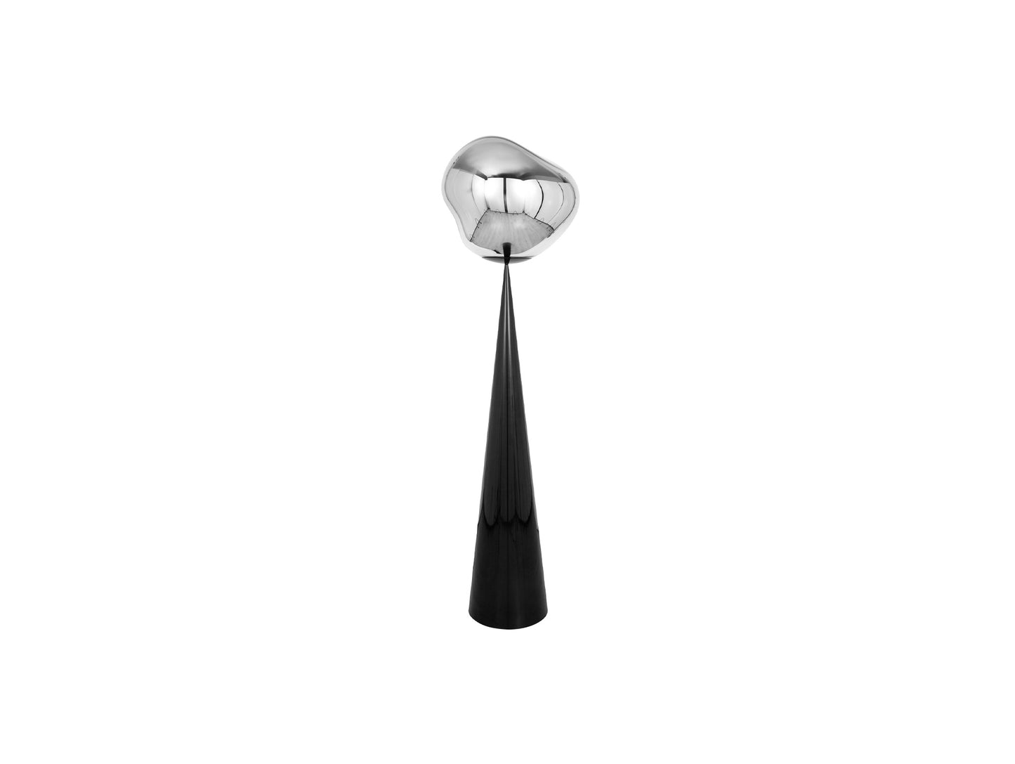 Melt LED Cone Fat Floor Lamp by Tom Dixon - Black Cone / Silver