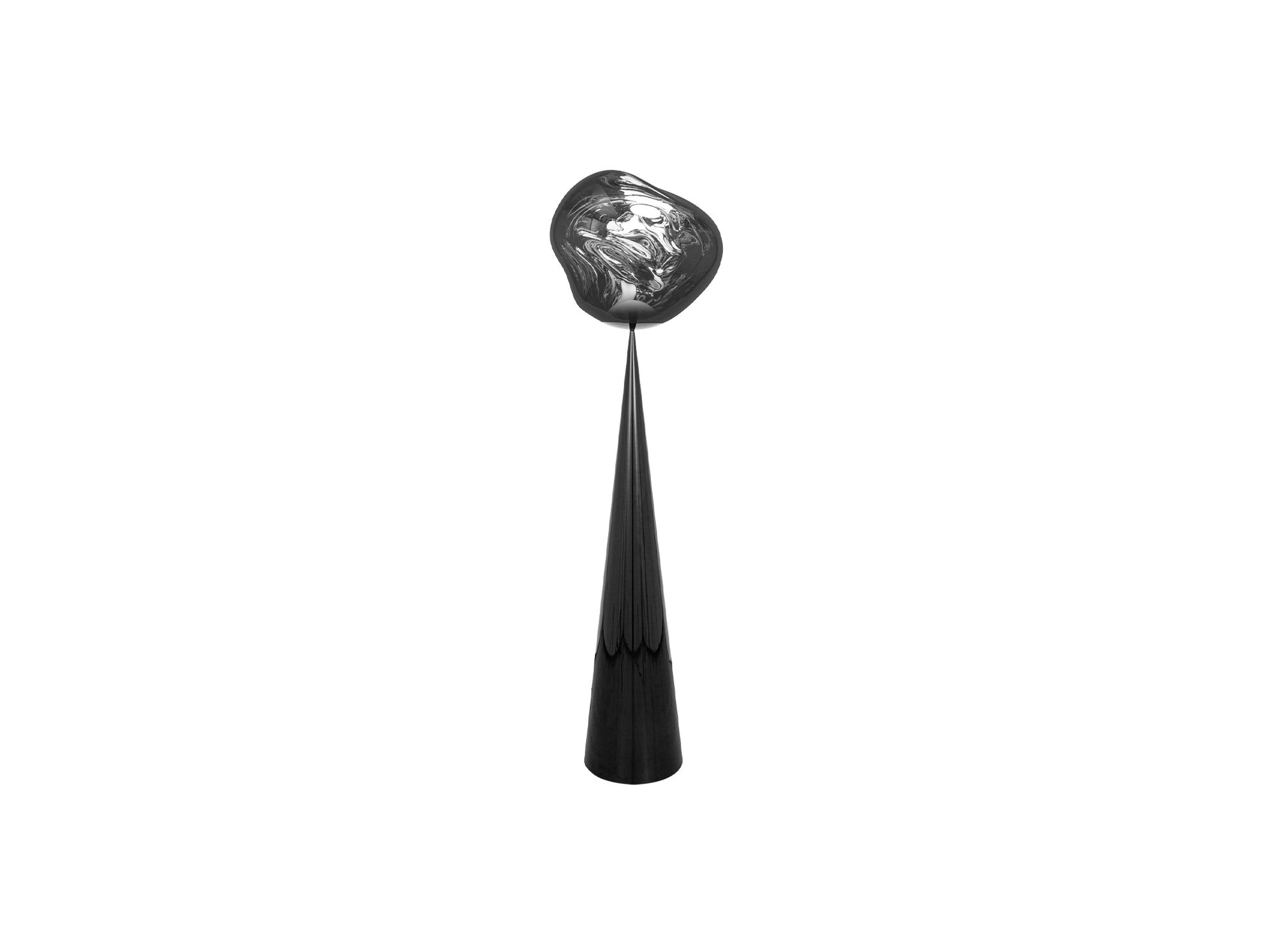 Melt LED Cone Fat Floor Lamp by Tom Dixon - Black Cone / Silver