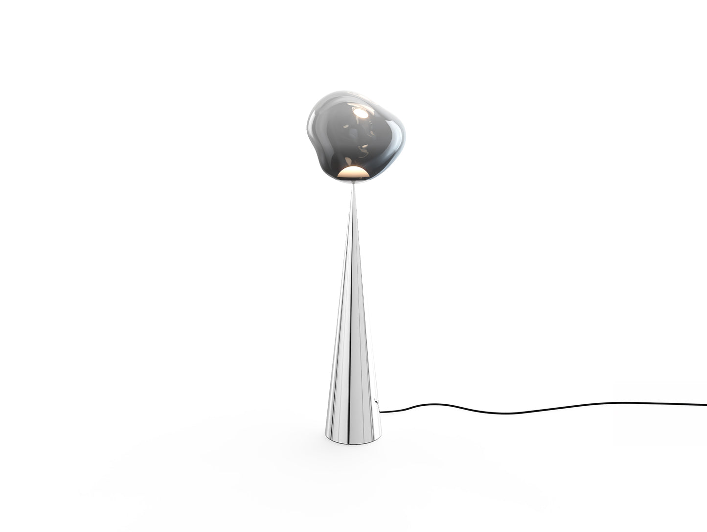 Melt LED Cone Fat Floor Lamp by Tom Dixon - Silver Cone / Nickel