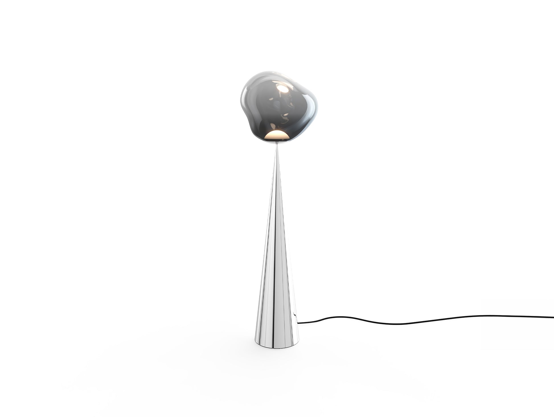 Melt LED Cone Fat Floor Lamp by Tom Dixon - Silver Cone / Nickel