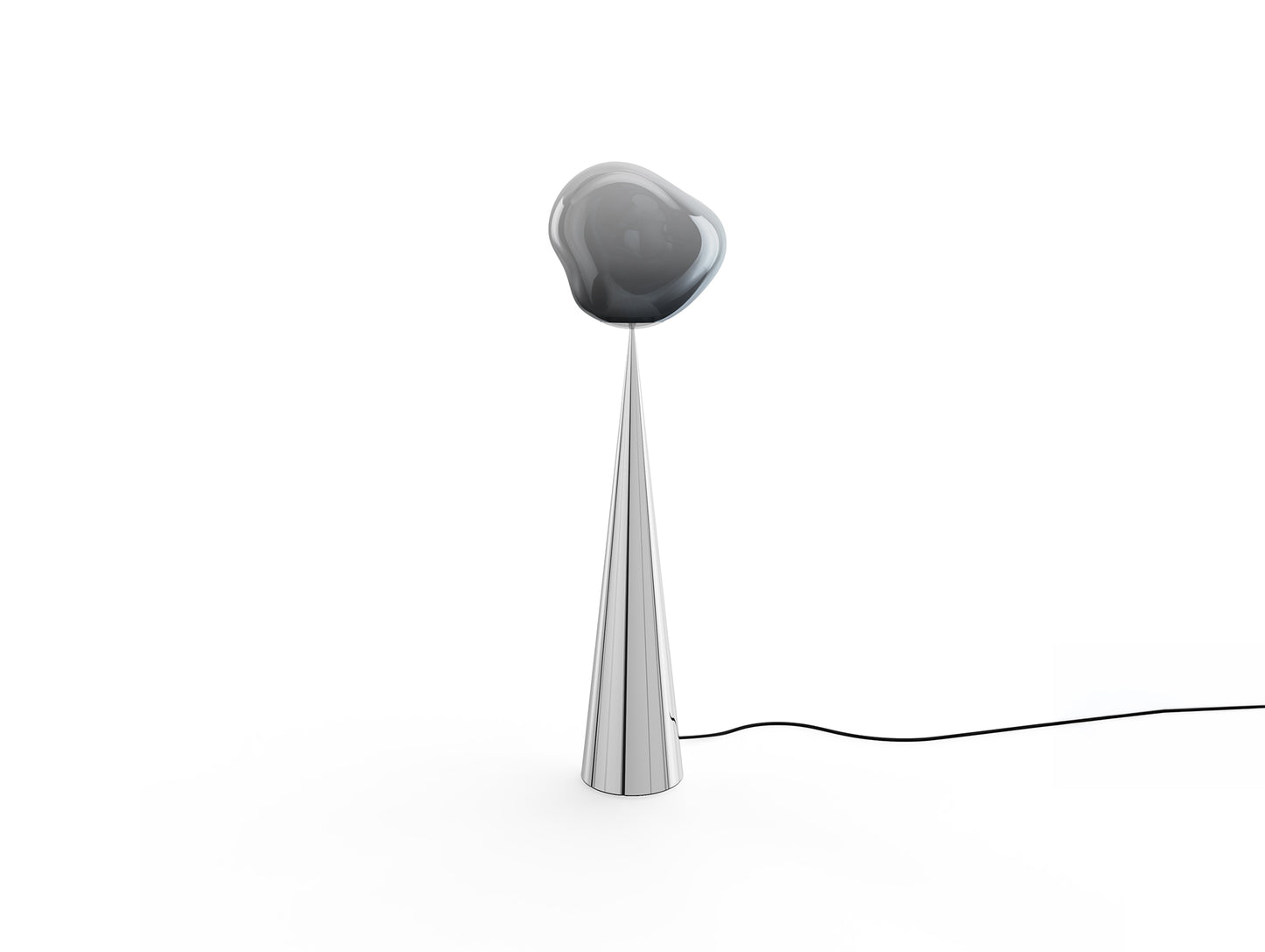 Melt LED Cone Fat Floor Lamp by Tom Dixon - Silver Cone / Nickel