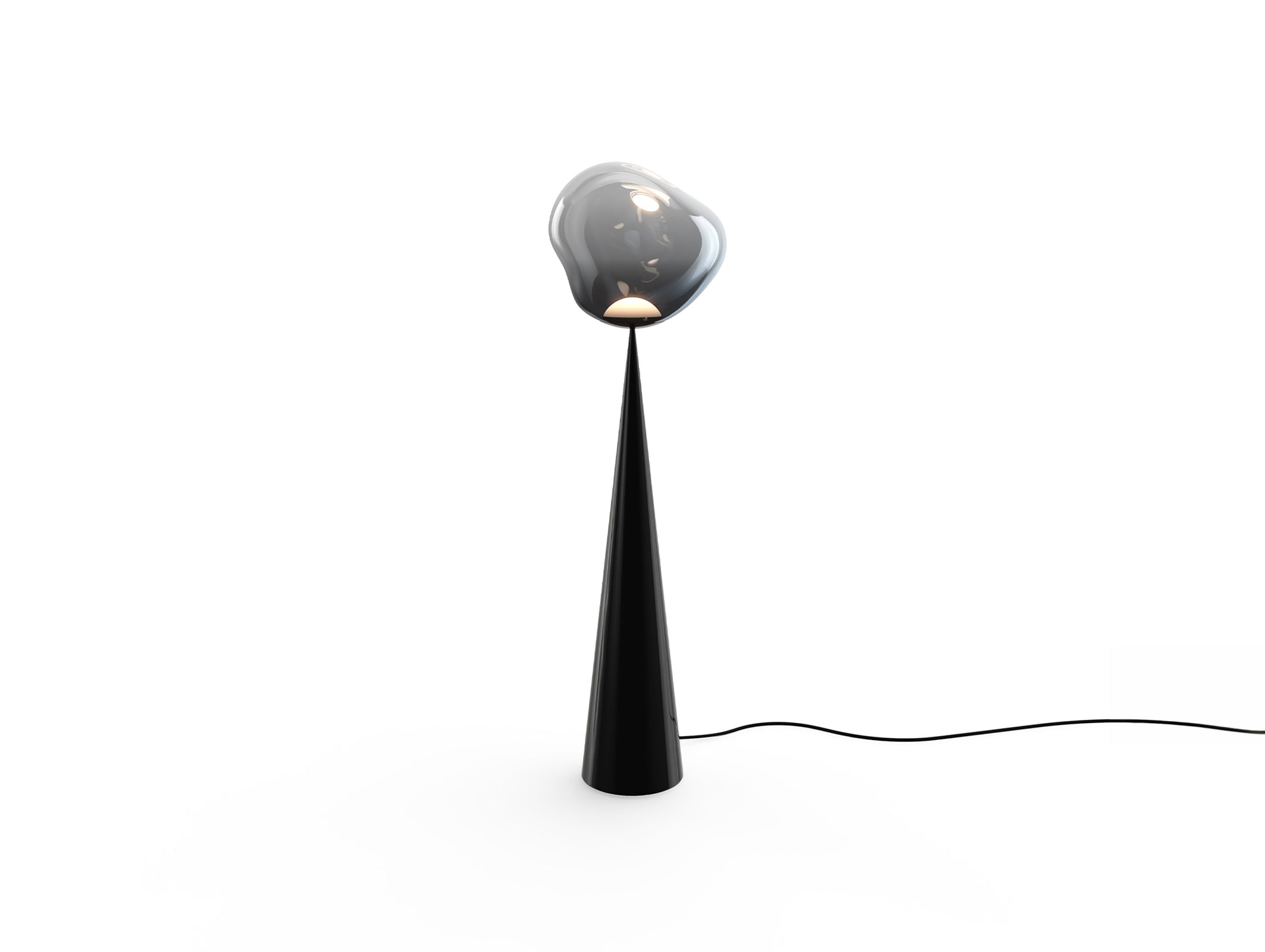 Melt LED Cone Fat Floor Lamp by Tom Dixon - Black Cone / Nickel