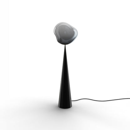 Melt LED Cone Fat Floor Lamp by Tom Dixon - Black Cone / Nickel