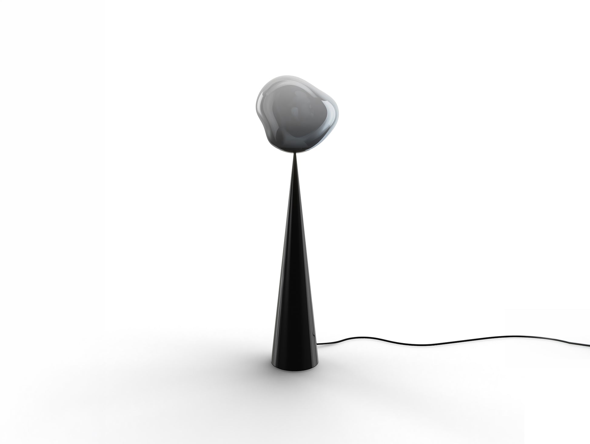 Melt LED Cone Fat Floor Lamp by Tom Dixon - Black Cone / Nickel