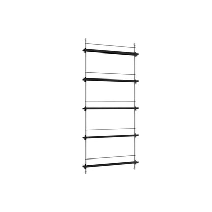 Magazine Shelving Sets (180 cm) by Moebe - MS.180.1 / Stainless Steel Uprights / Black Painted Oak