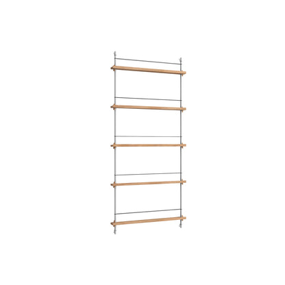 Magazine Shelving Sets (180 cm) by Moebe - MS.180.1 / Stainless Steel Uprights / Oiled Oak