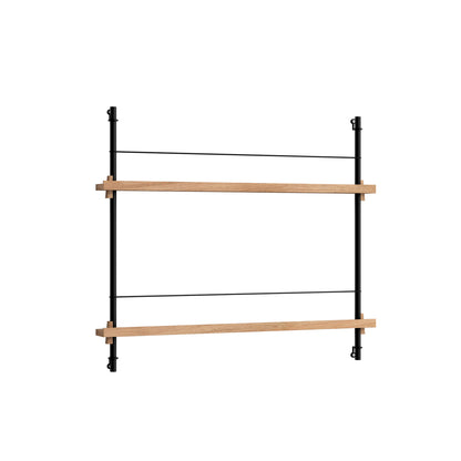Magazine Shelving Sets (65 cm) by Moebe - Black Uprights / Oak