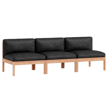3-Seater Sofa Without Armrest by Moebe - Black Leather