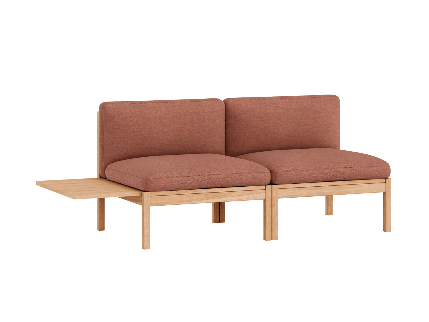 Modular 2-Seater Sofa Without Armrest with 1 Side Table by Moebe - Autumn 551