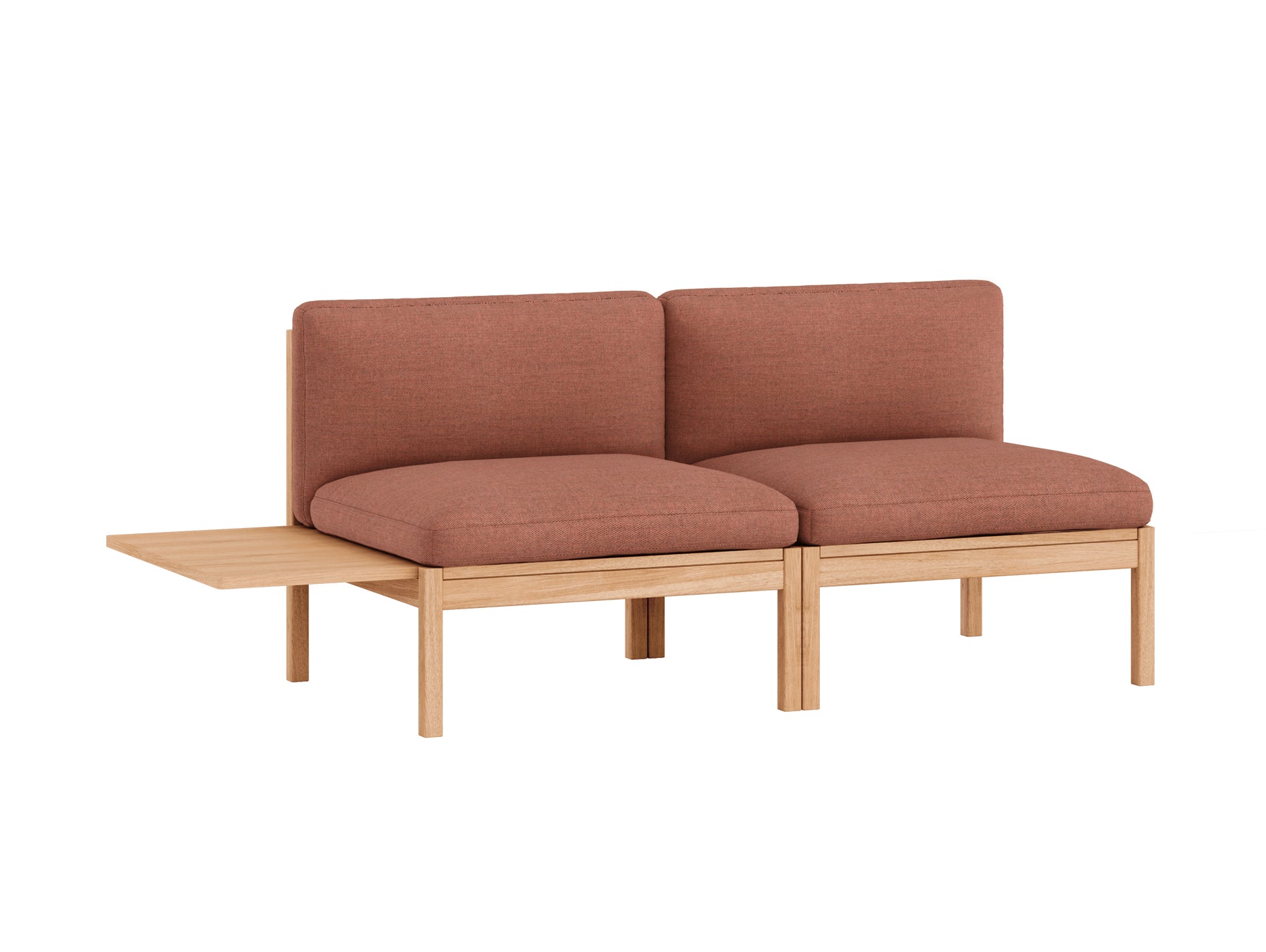 Modular 2-Seater Sofa Without Armrest with 1 Side Table by Moebe - Autumn 551