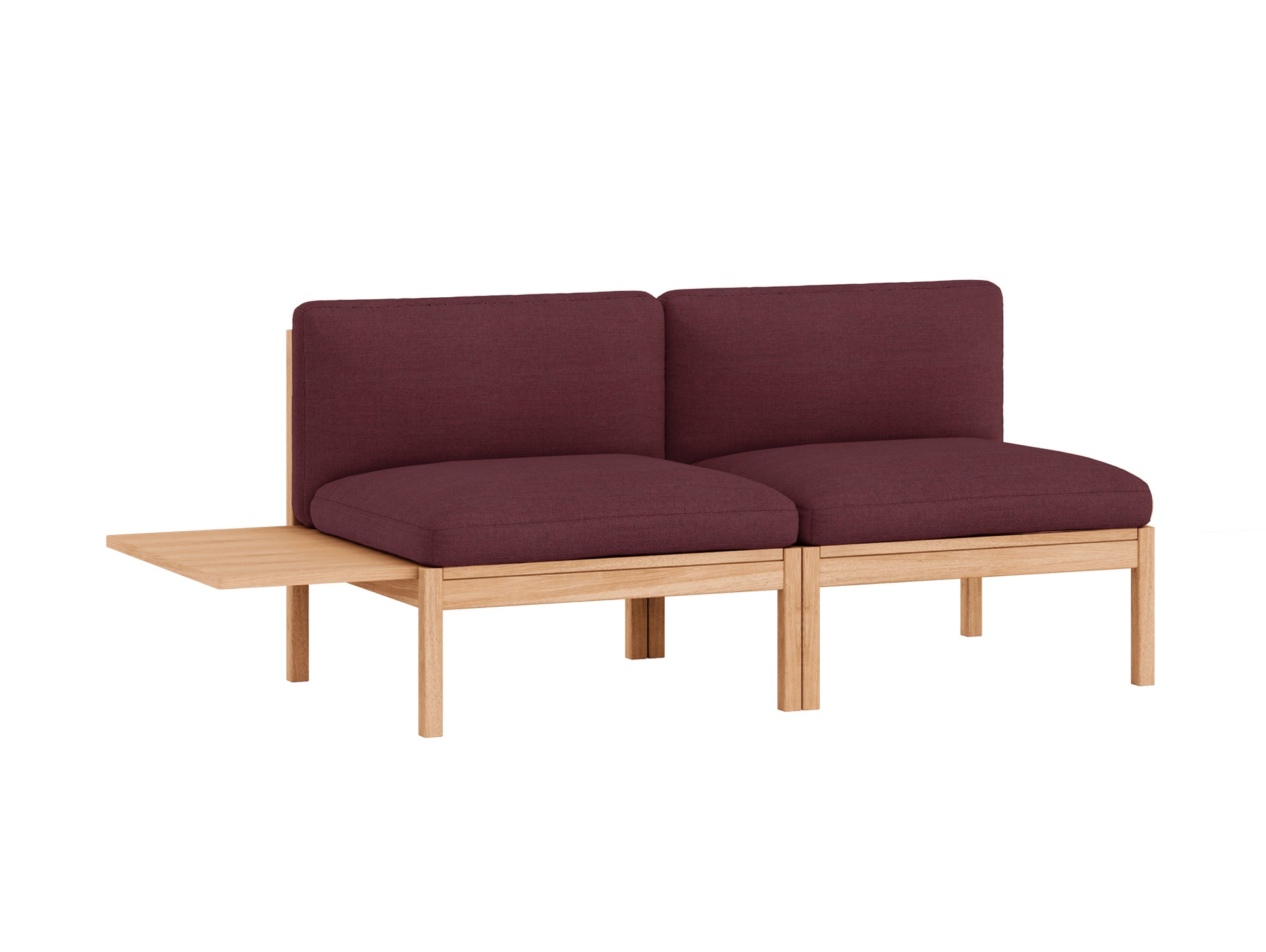 Modular 2-Seater Sofa Without Armrest with 1 Side Table by Moebe - Autumn 681