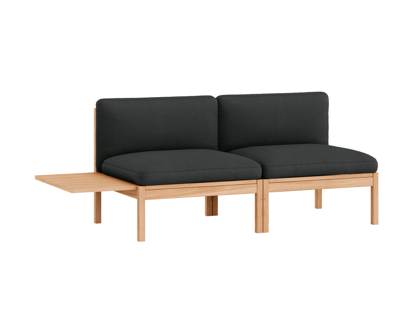 Modular 2-Seater Sofa Without Armrest with 1 Side Table by Moebe - Field 2 793