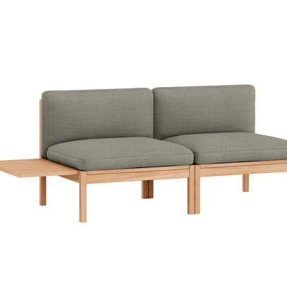 Modular 2-Seater Sofa Without Armrest with 1 Side Table by Moebe - Re-wool 128
