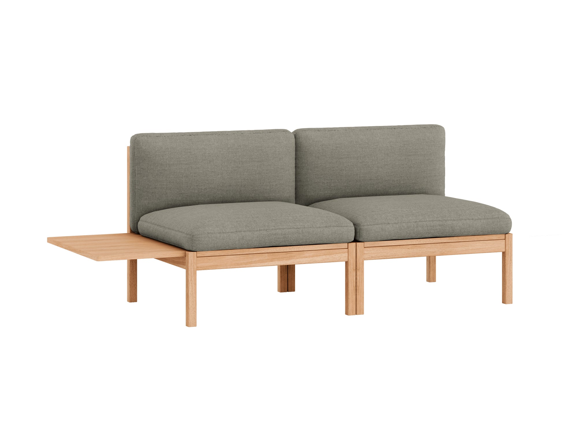 Modular 2-Seater Sofa Without Armrest with 1 Side Table by Moebe - Re-wool 128