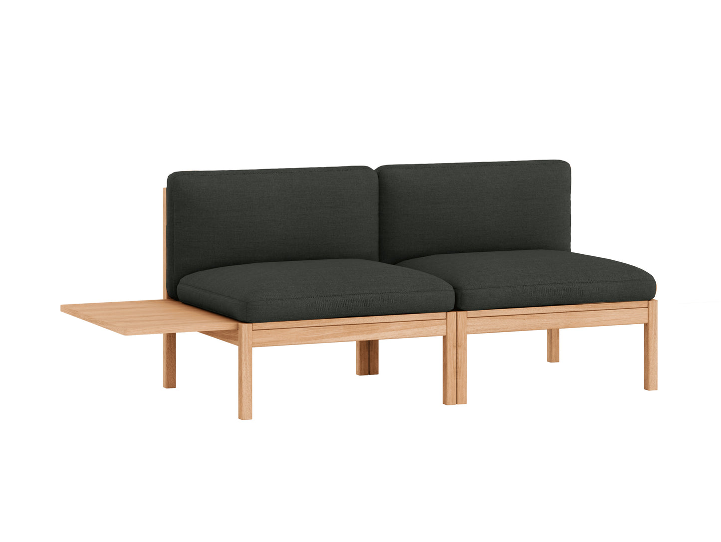 Modular 2-Seater Sofa Without Armrest with 1 Side Table by Moebe - Re-wool 198