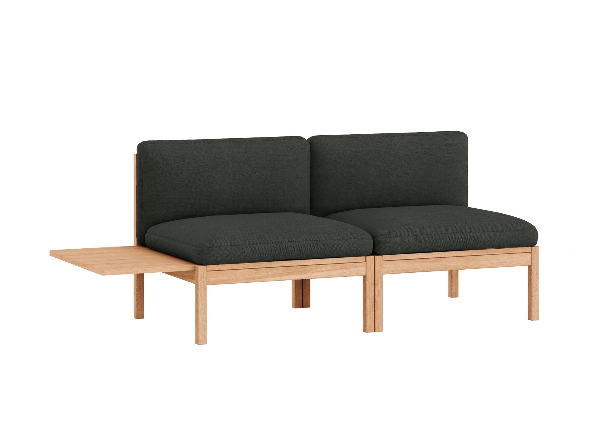 Modular 2-Seater Sofa Without Armrest with 1 Side Table by Moebe - Re-wool 198