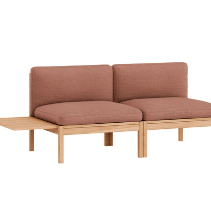 Modular 2-Seater Sofa Without Armrest with 1 Side Table by Moebe - Re-wool 648