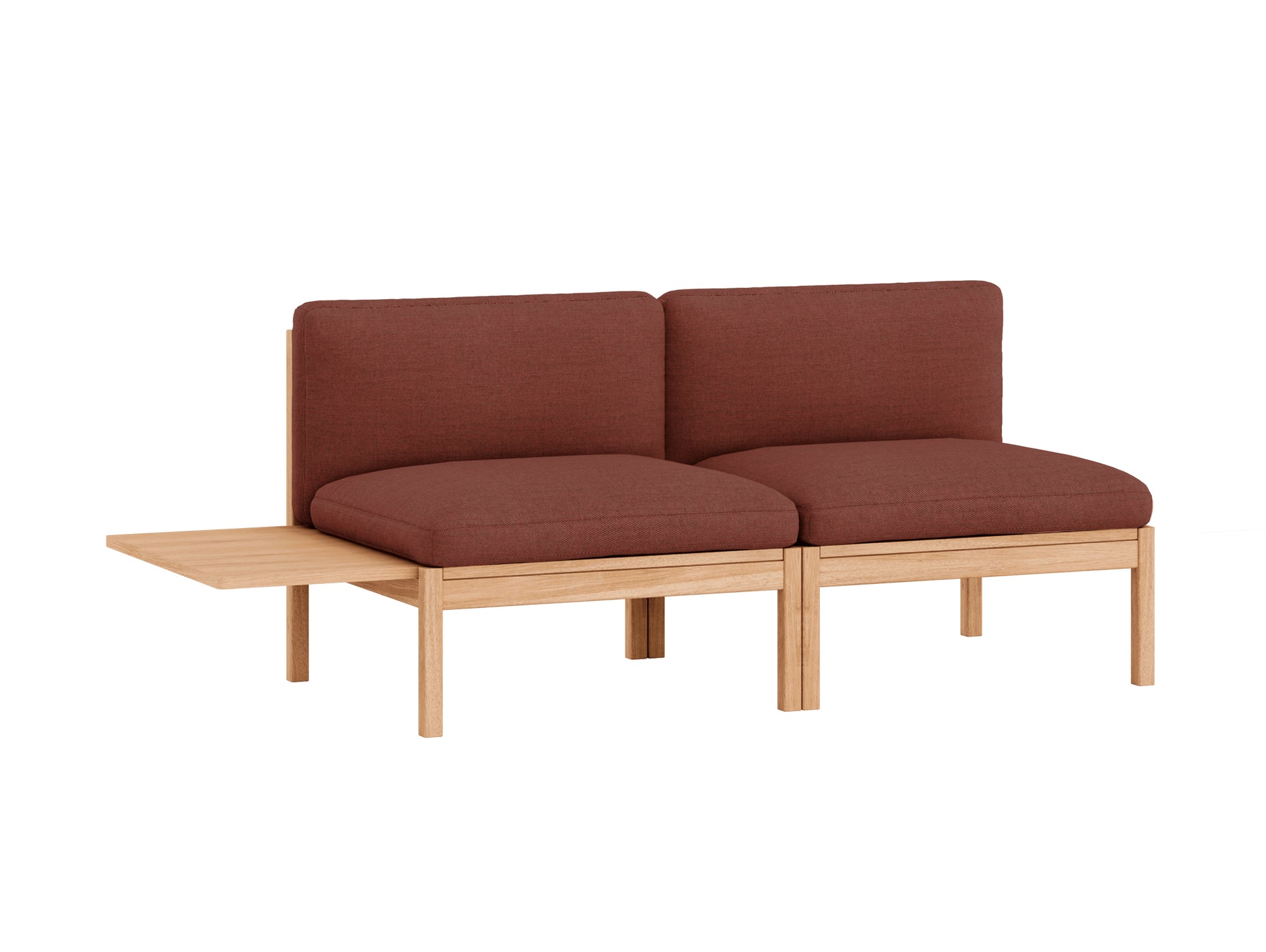 Modular 2-Seater Sofa Without Armrest with 1 Side Table by Moebe - Re-wool 687