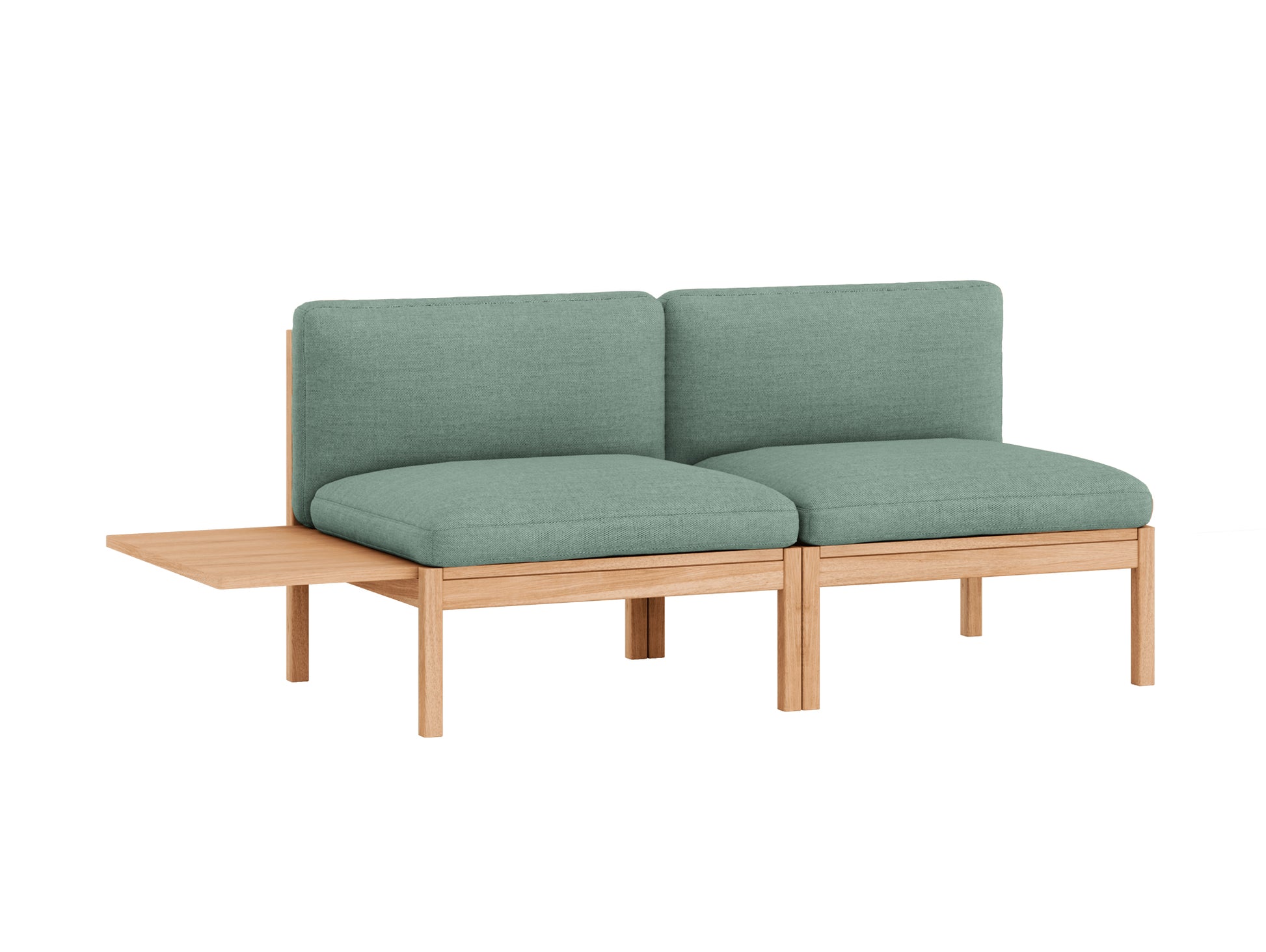 Modular 2-Seater Sofa Without Armrest with 1 Side Table by Moebe - Re-wool 868