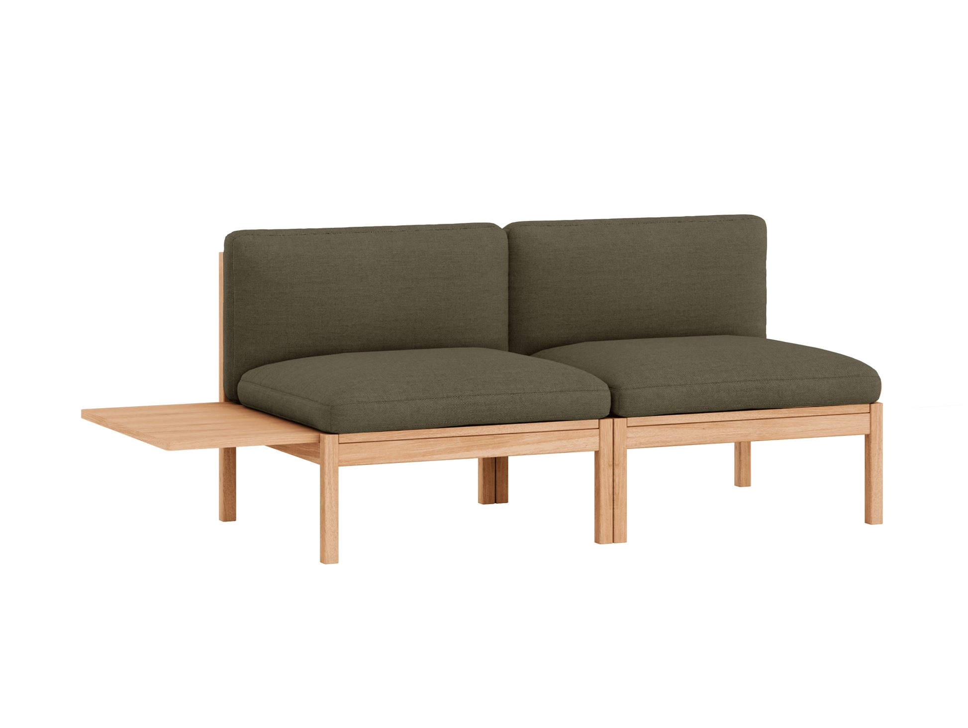 Modular 2-Seater Sofa Without Armrest with 1 Side Table by Moebe - Re-wool 977