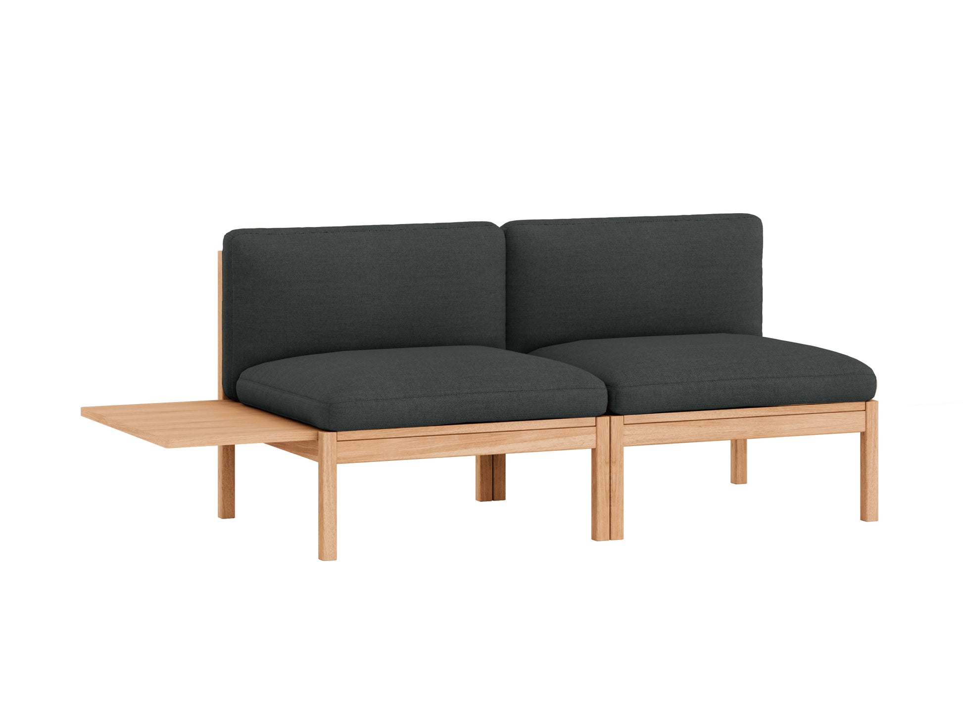 Modular 2-Seater Sofa Without Armrest with 1 Side Table by Moebe - Re-wool 987