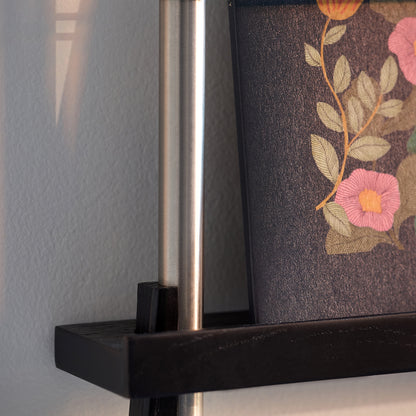 Magazine Shelving Sets (180 cm) by Moebe - MS.180.1 / Stainless Steel Uprights / Black Painted Oak