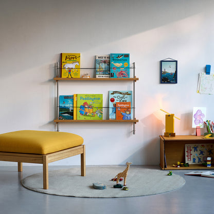 Magazine Shelving Sets (65 cm) by Moebe - Stainless Steel Uprights / Oiled Oak