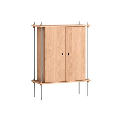 Shelving System Sets (115 cm) - by Moebe / S.115.1.C / Stainless Steel  Uprights / Oiled Oak 